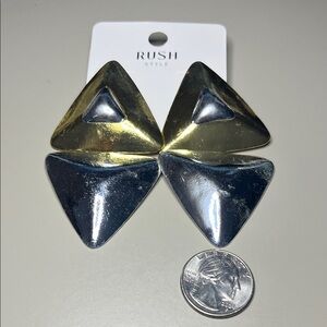 Rush Style Gold and Silver Triangle Earrings